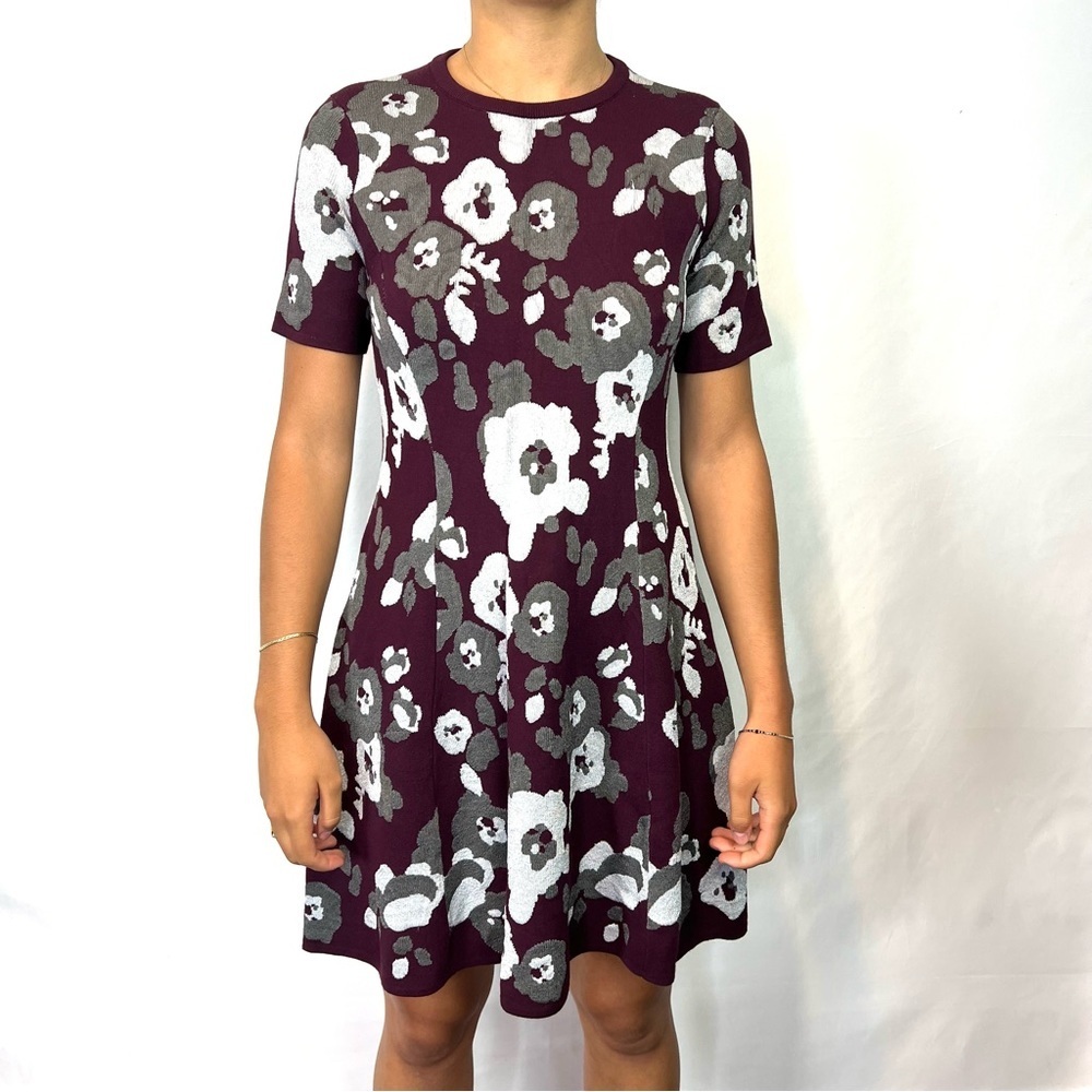 Kenzo purple leopard knit short sleeves mini dress S